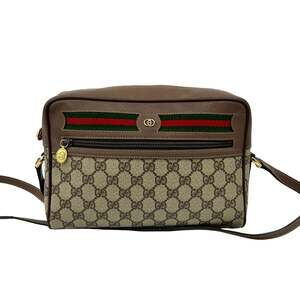 GUCCI Authentic Brown Leather Shoulder Bag